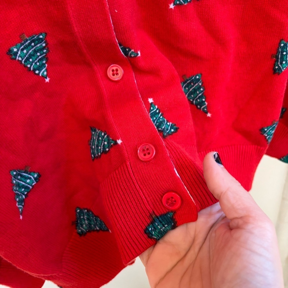 Christmas Tree Cardigan Plus Size XXL Artsy Teacher Grannycore Knit Lightweight - Picture 4 of 13